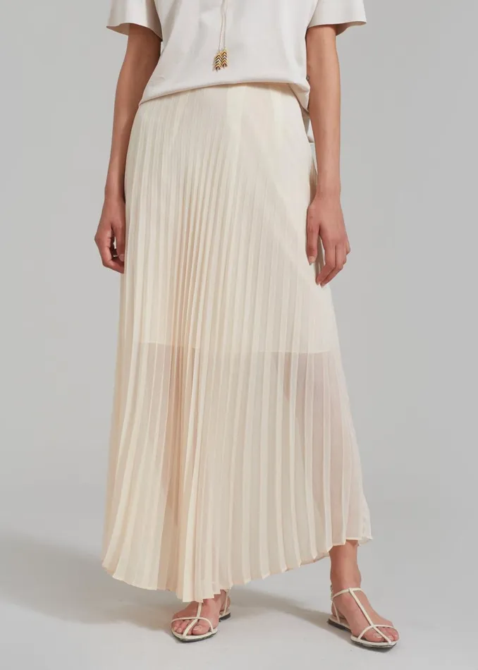 Women The Frankie Shop Bottoms Kaya Pleated Maxi Skirt Beige