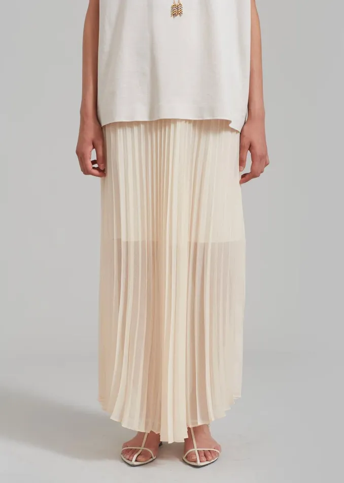 Women The Frankie Shop Bottoms Kaya Pleated Maxi Skirt Beige