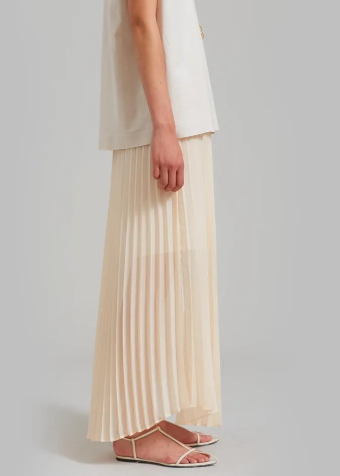 Women The Frankie Shop Bottoms Kaya Pleated Maxi Skirt Beige