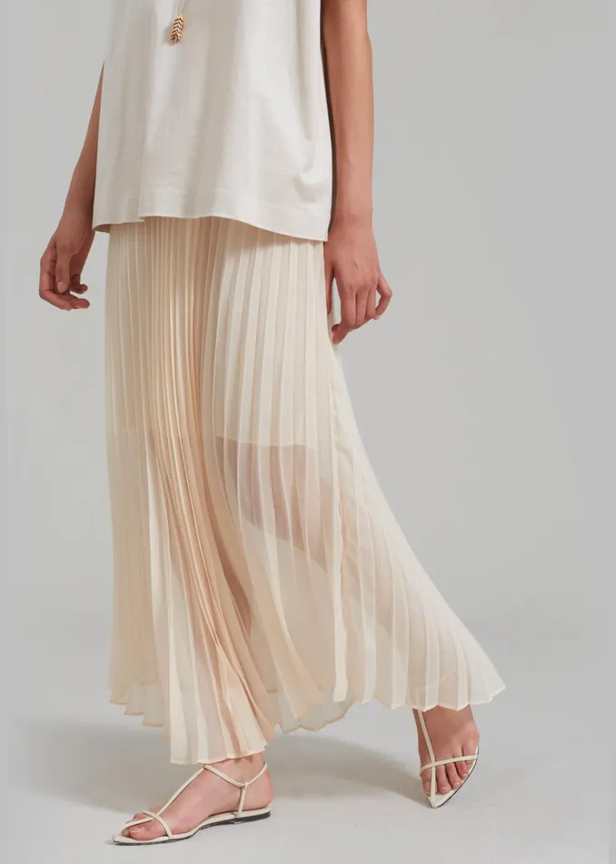 Women The Frankie Shop Bottoms Kaya Pleated Maxi Skirt Beige