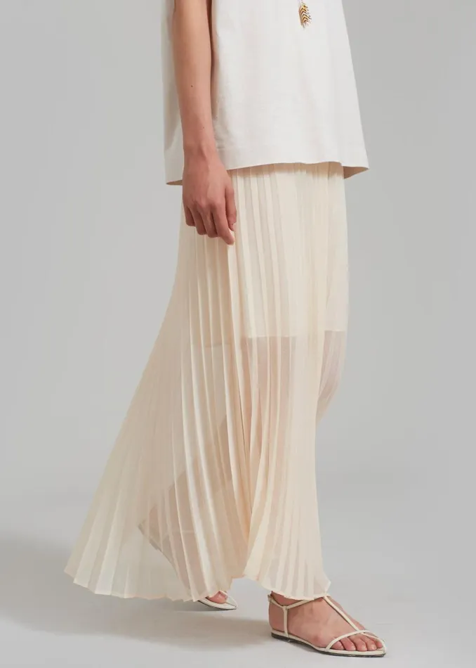 Women The Frankie Shop Bottoms Kaya Pleated Maxi Skirt Beige