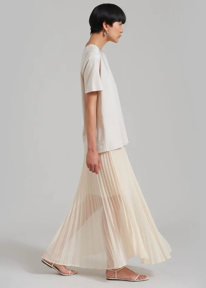Women The Frankie Shop Bottoms Kaya Pleated Maxi Skirt Beige