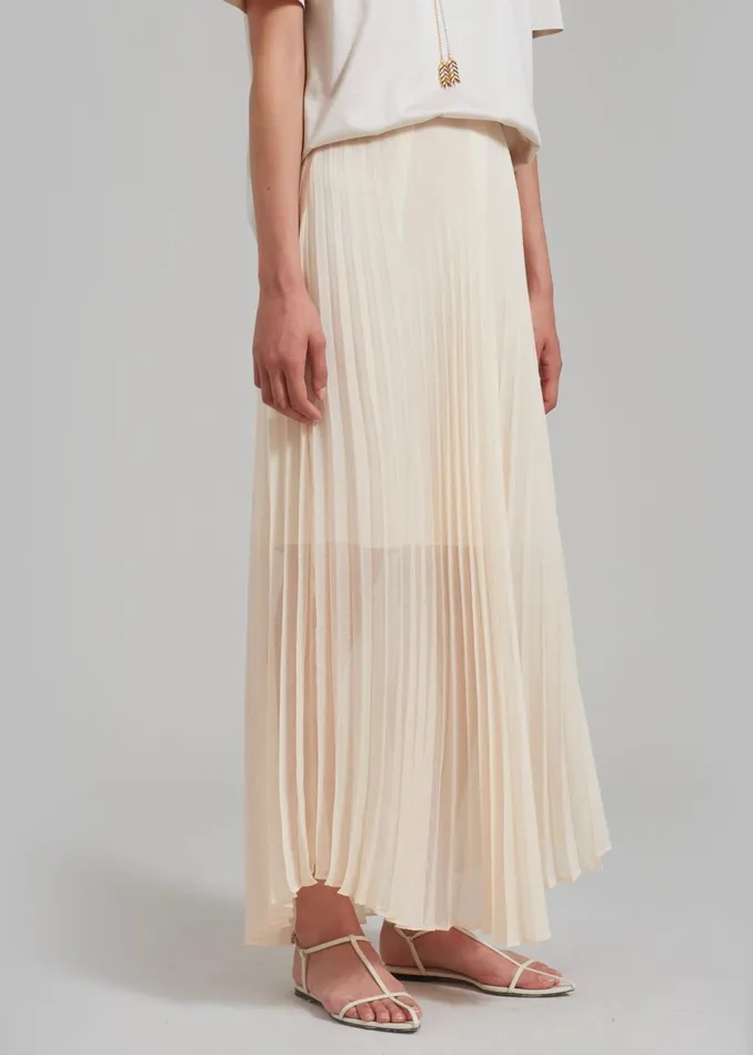 Women The Frankie Shop Bottoms Kaya Pleated Maxi Skirt Beige