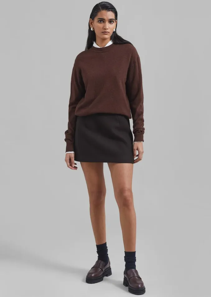 Women The Frankie Shop Bottoms Kerrigan Wool Mini Skirt Brown