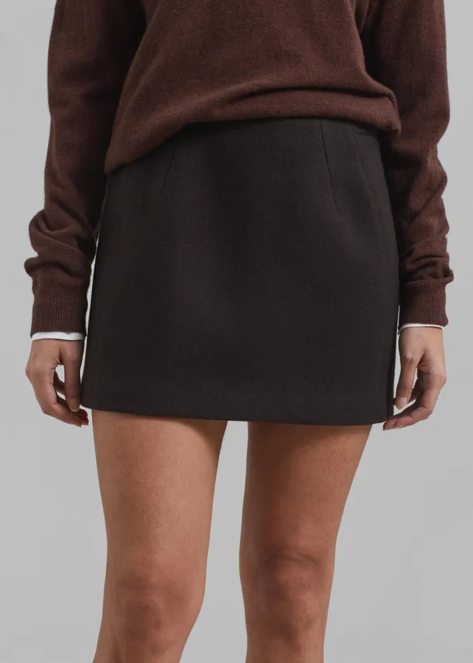 Women The Frankie Shop Bottoms Kerrigan Wool Mini Skirt Brown