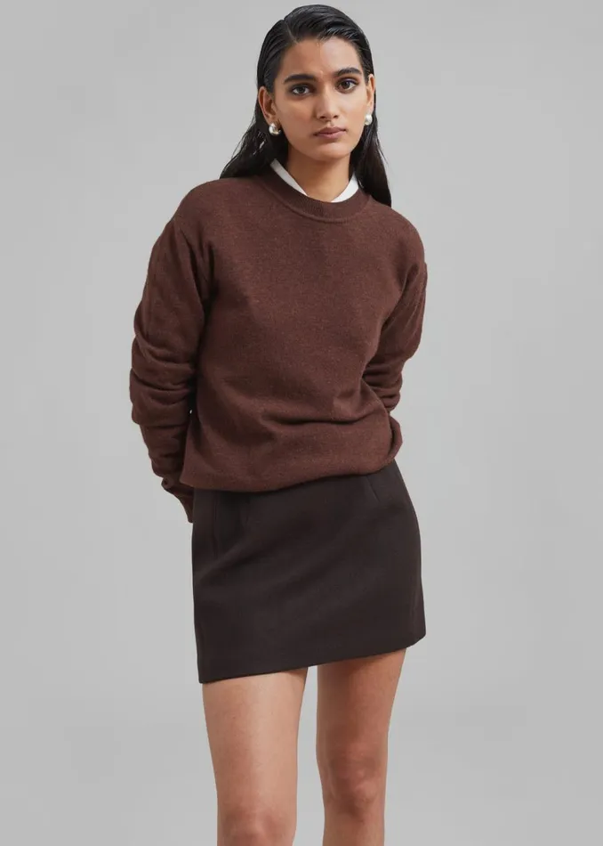 Women The Frankie Shop Bottoms Kerrigan Wool Mini Skirt Brown