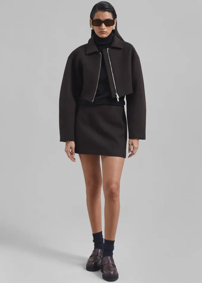 Women The Frankie Shop Bottoms Kerrigan Wool Mini Skirt Brown