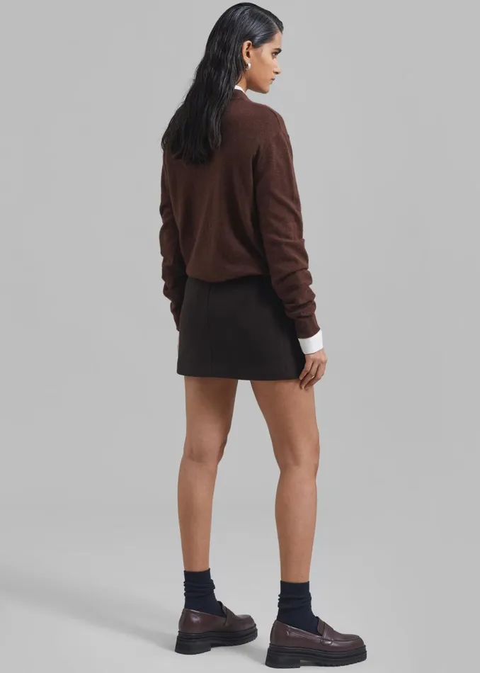 Women The Frankie Shop Bottoms Kerrigan Wool Mini Skirt Brown