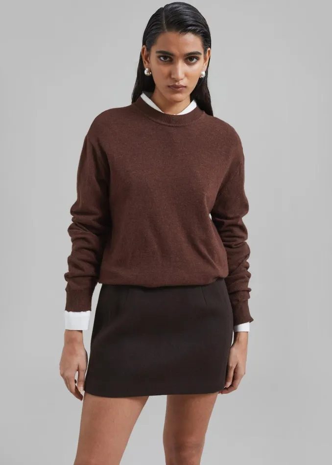 Women The Frankie Shop Bottoms Kerrigan Wool Mini Skirt Brown