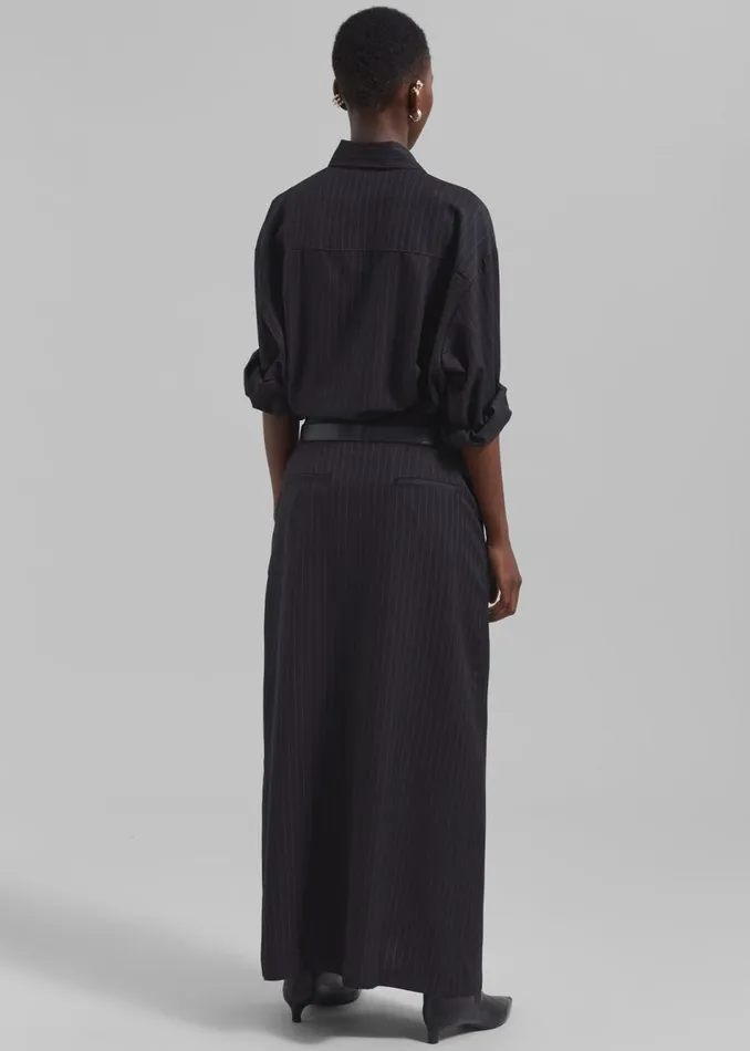 Women The Frankie Shop Bottoms Kerry Maxi Skirt Black Pinstripe