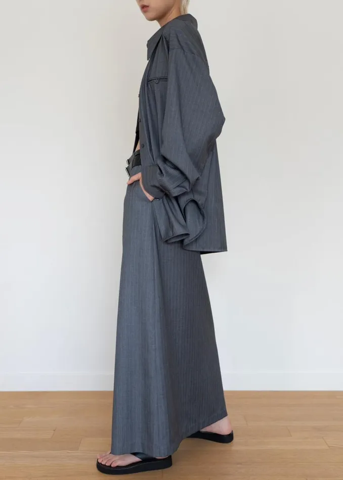Women The Frankie Shop Bottoms Kerry Maxi Skirt Grey Pinstripe