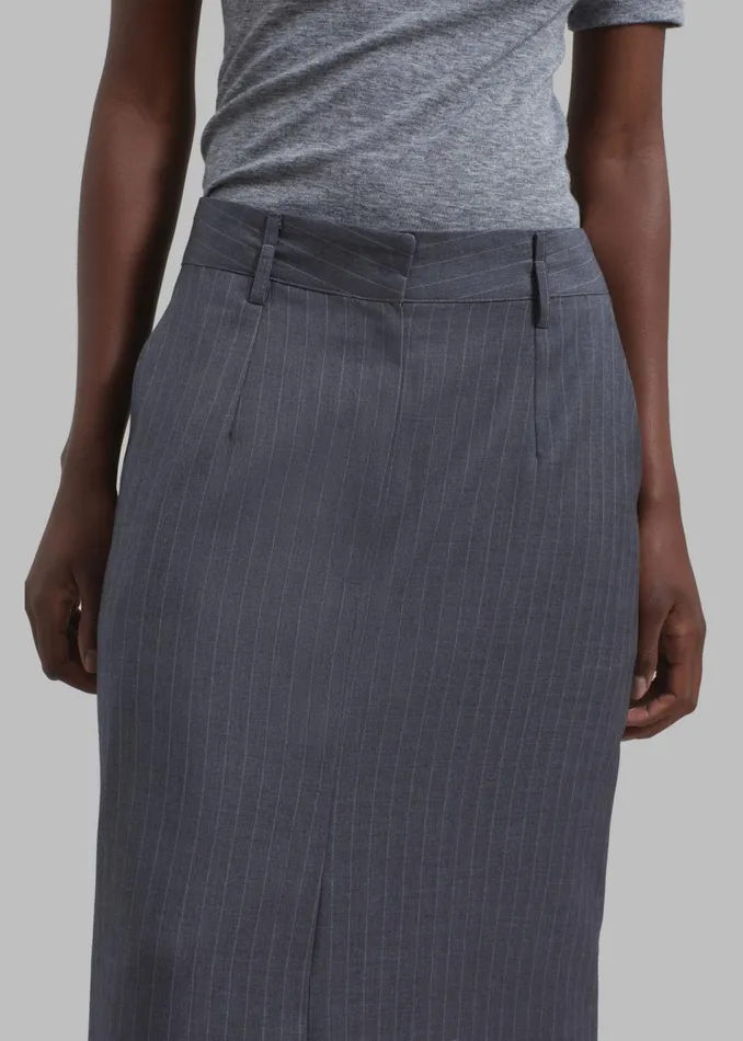 Women The Frankie Shop Bottoms Kerry Maxi Skirt Grey Pinstripe