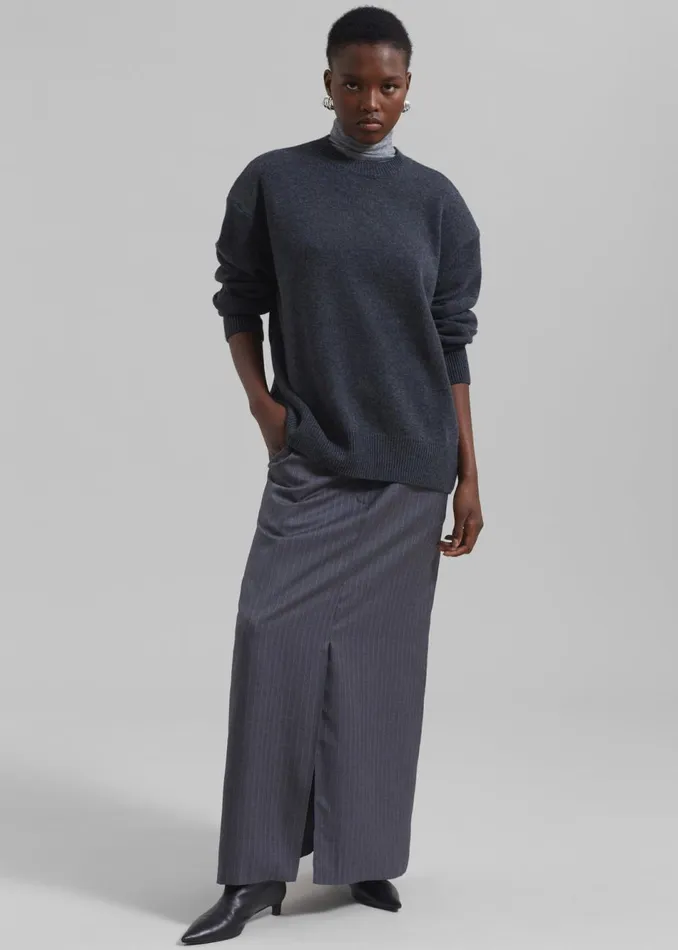 Women The Frankie Shop Bottoms Kerry Maxi Skirt Grey Pinstripe