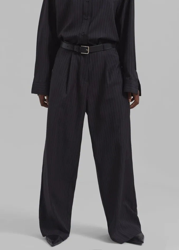 Women The Frankie Shop Bottoms Kerry Trousers Black Pinstripe