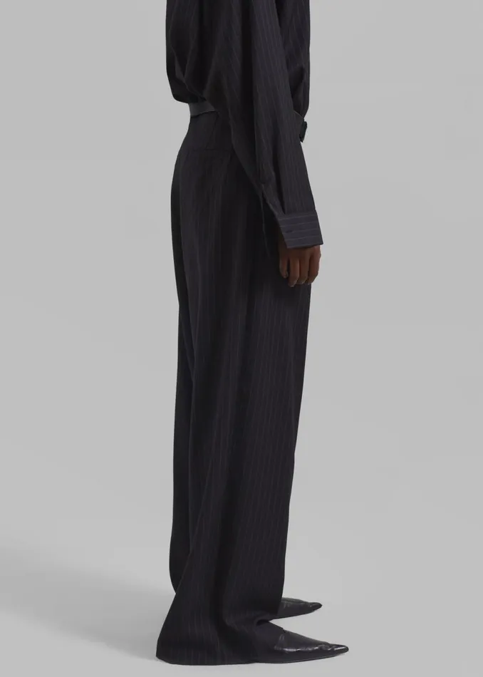 Women The Frankie Shop Bottoms Kerry Trousers Black Pinstripe