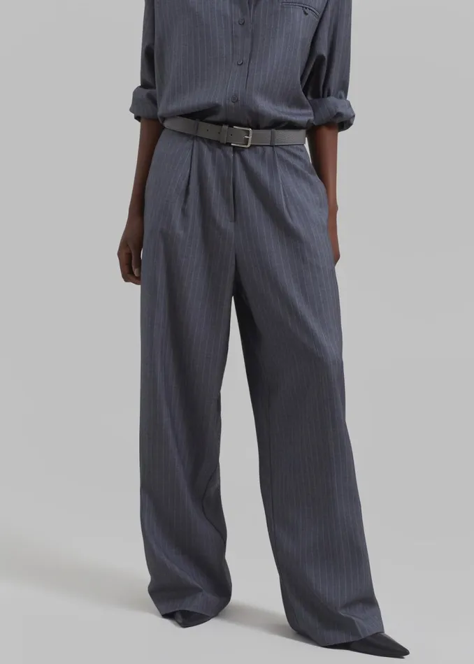 Women The Frankie Shop Bottoms Kerry Trousers Grey Pinstripe