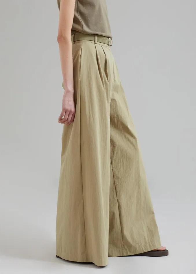 Women The Frankie Shop Bottoms Kiel Wide Pants Pale Khaki