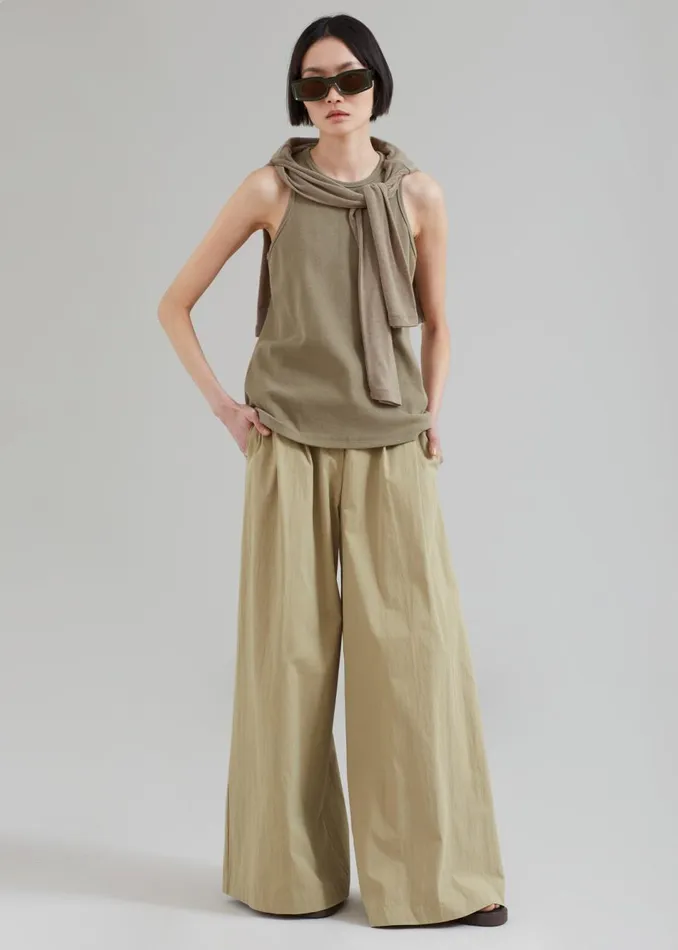 Women The Frankie Shop Bottoms Kiel Wide Pants Pale Khaki