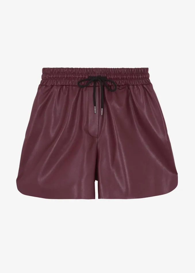 Women The Frankie Shop Bottoms Kine Faux Leather Shorts Burgundy