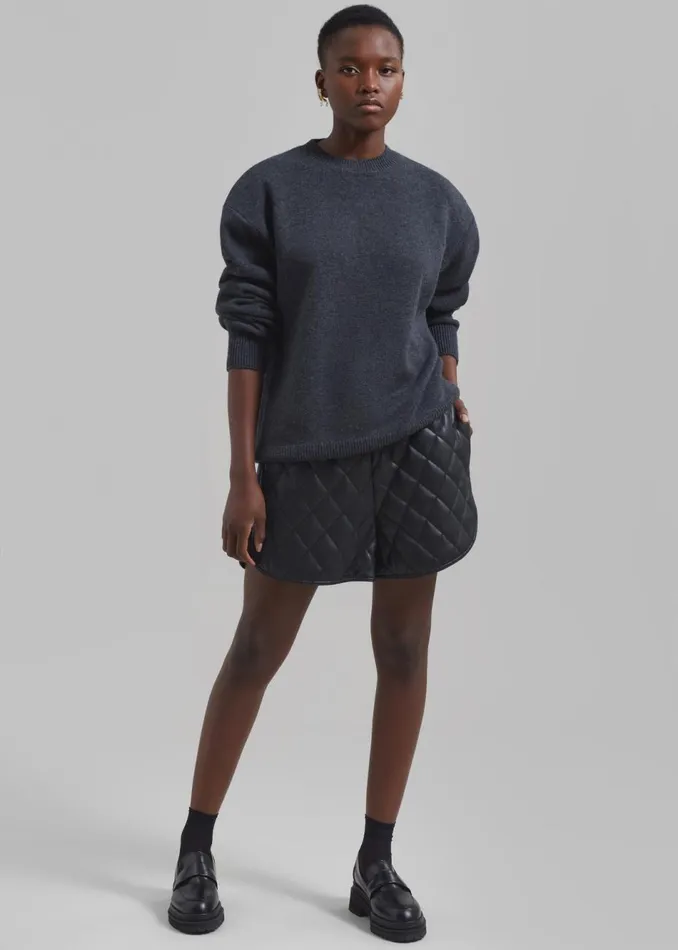 Women The Frankie Shop Bottoms Kingston Faux Leather Quilted Shorts Black