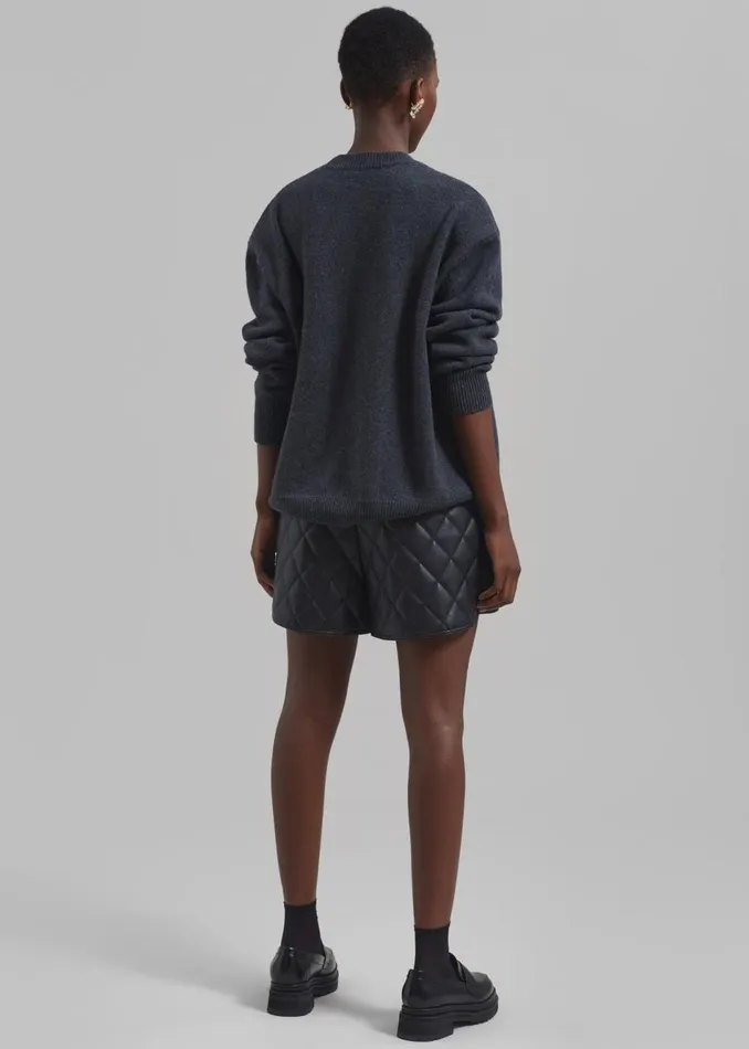 Women The Frankie Shop Bottoms Kingston Faux Leather Quilted Shorts Black