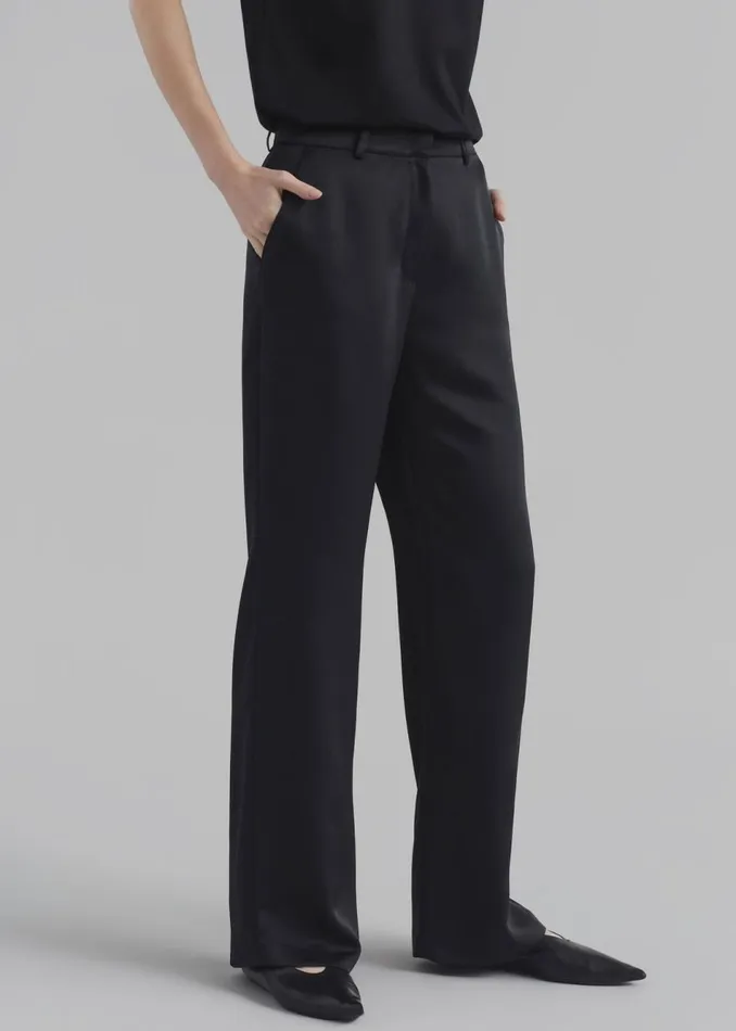Women The Frankie Shop Bottoms Kit Satin Trousers Black