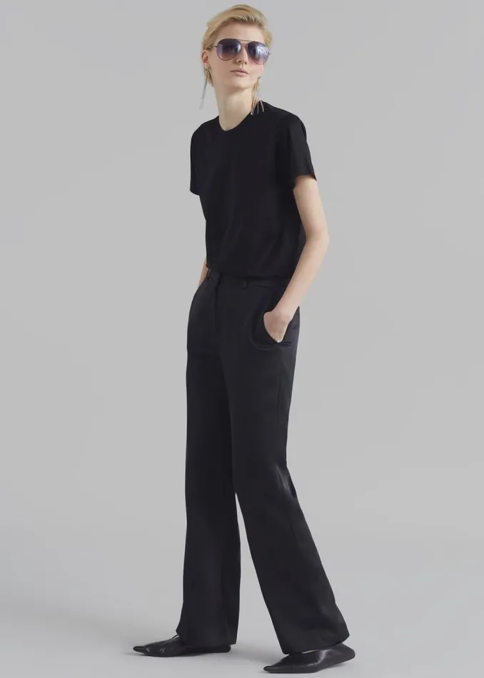 Women The Frankie Shop Bottoms Kit Satin Trousers Black