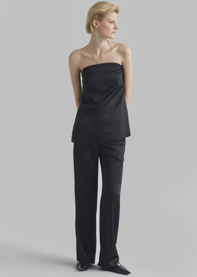 Women The Frankie Shop Bottoms Kit Satin Trousers Black