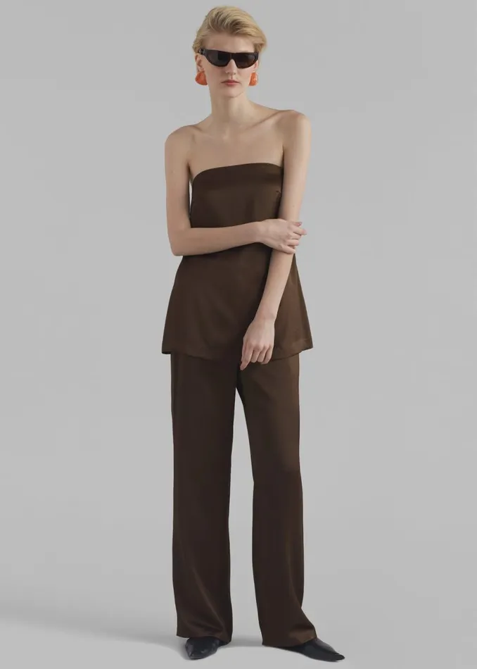 Women The Frankie Shop Bottoms Kit Satin Trousers Brown