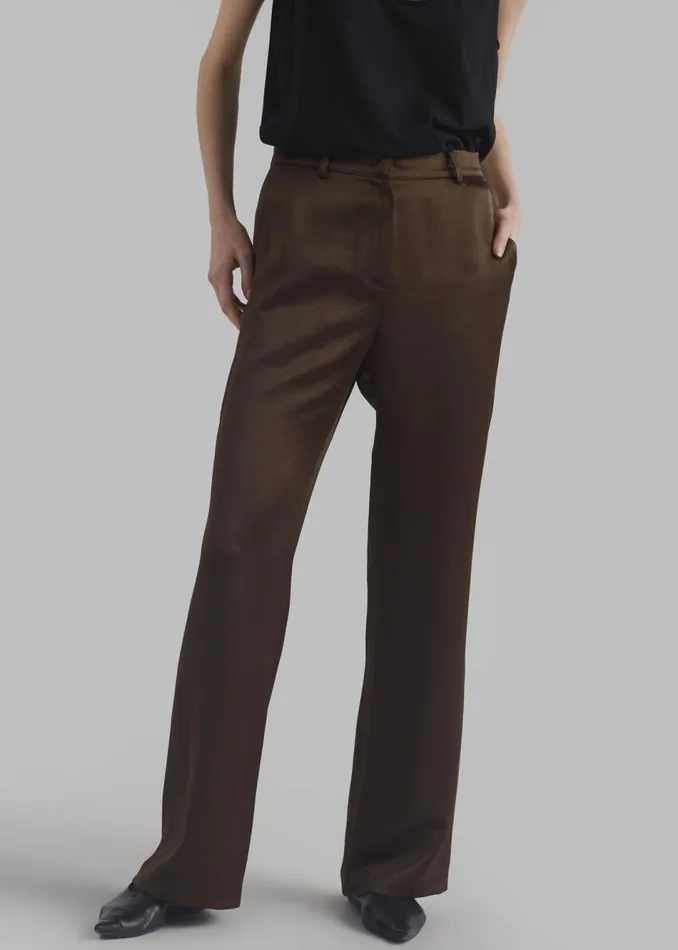Women The Frankie Shop Bottoms Kit Satin Trousers Brown