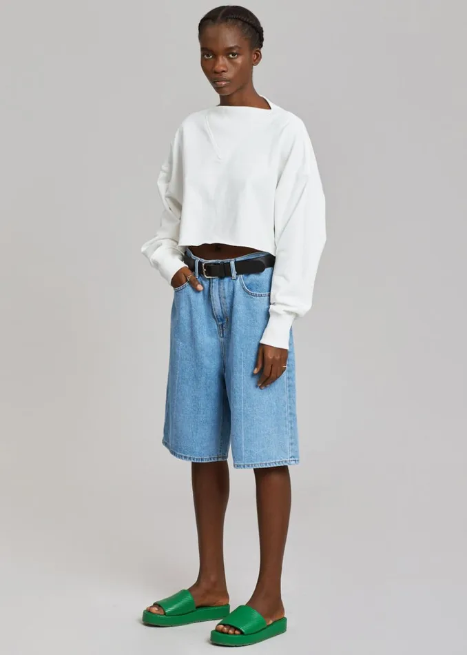 Women The Frankie Shop Bottoms Kyra Denim Short Worn Wash