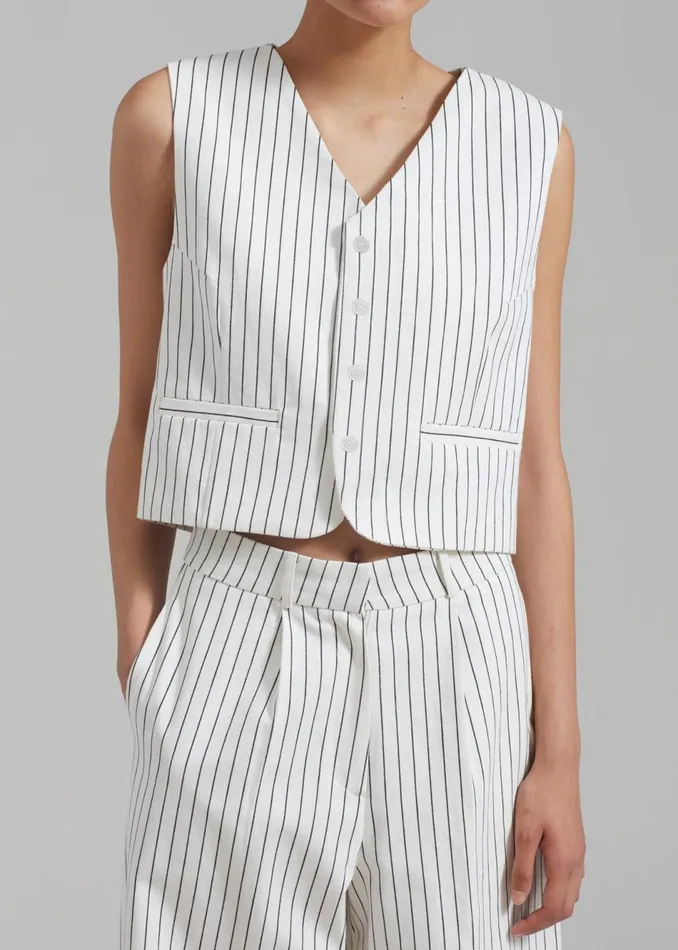 Women The Frankie Shop Bottoms Landry Wide Leg Trousers Whiteblack Stripe