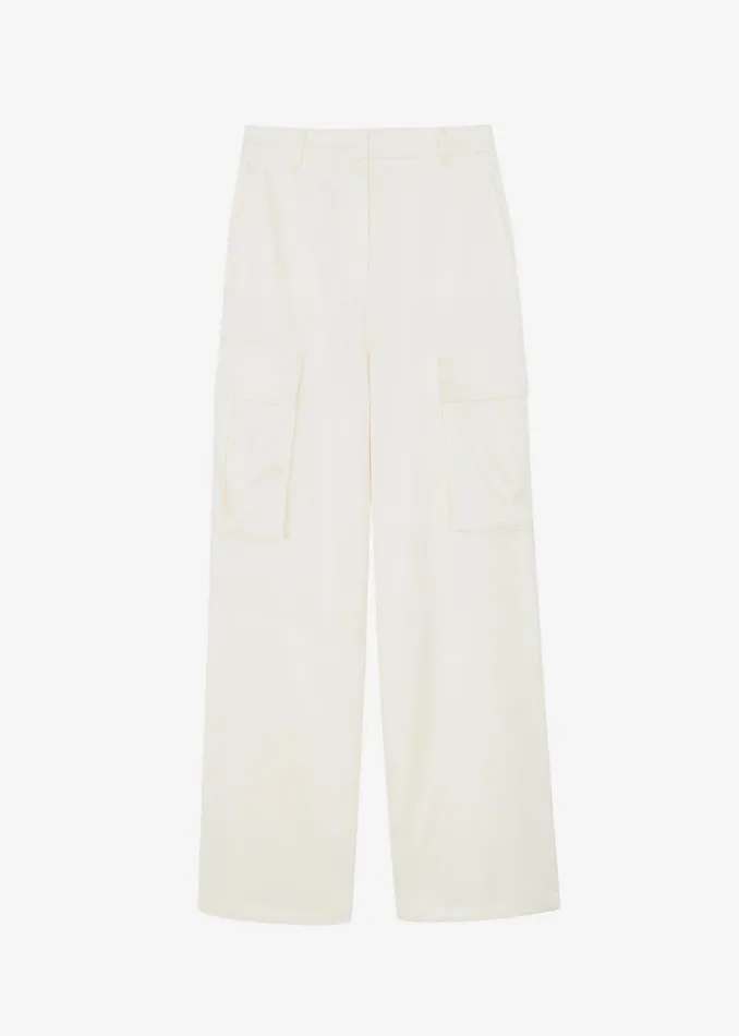 Women The Frankie Shop Bottoms Lauren Silky Cargo Pants Cream