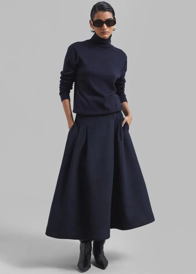 Women The Frankie Shop Bottoms Leila Flared Skirt Navy