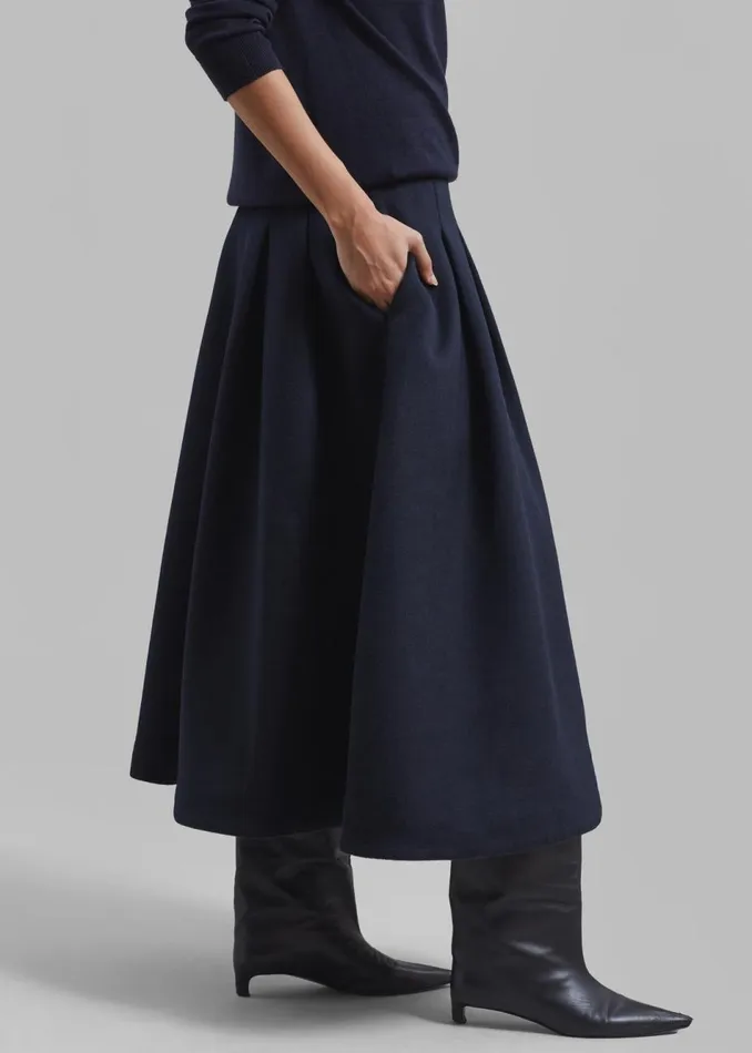 Women The Frankie Shop Bottoms Leila Flared Skirt Navy