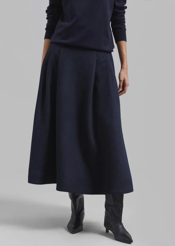 Women The Frankie Shop Bottoms Leila Flared Skirt Navy