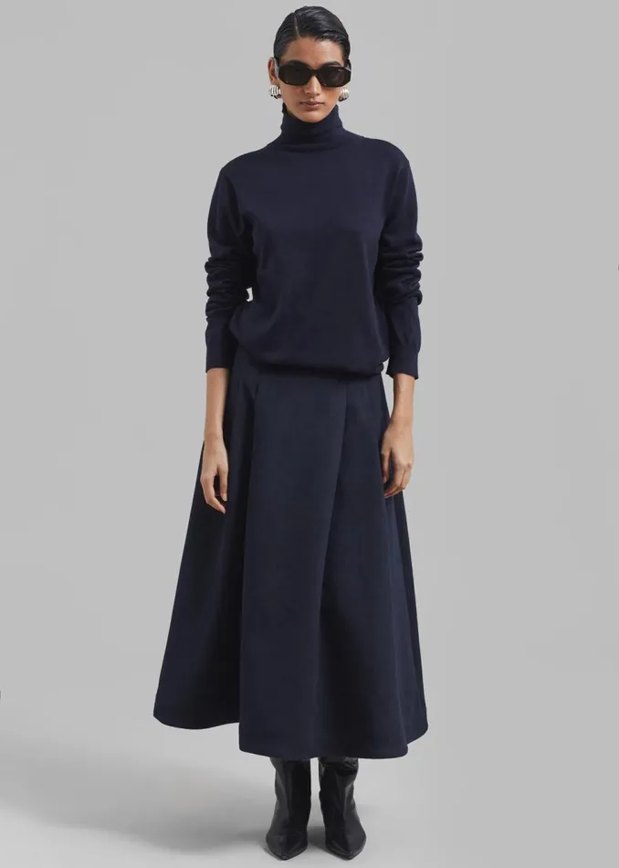 Women The Frankie Shop Bottoms Leila Flared Skirt Navy