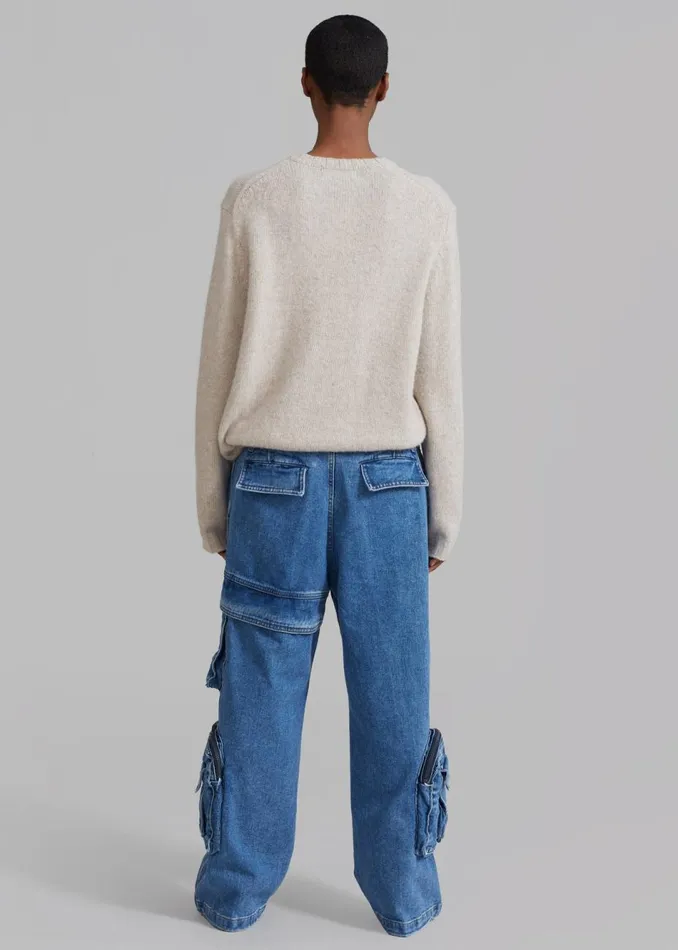 Women The Frankie Shop Bottoms Lenny Cargo Jeans Blue Denim