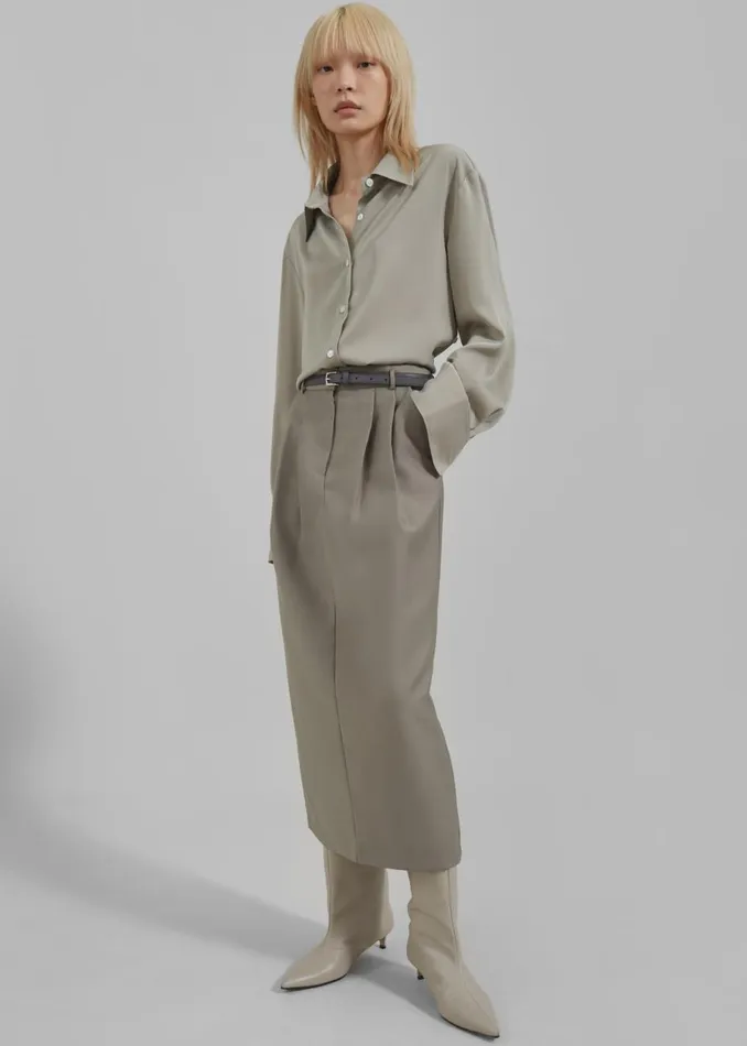Women The Frankie Shop Bottoms Letty Midi Pencil Skirt Khaki