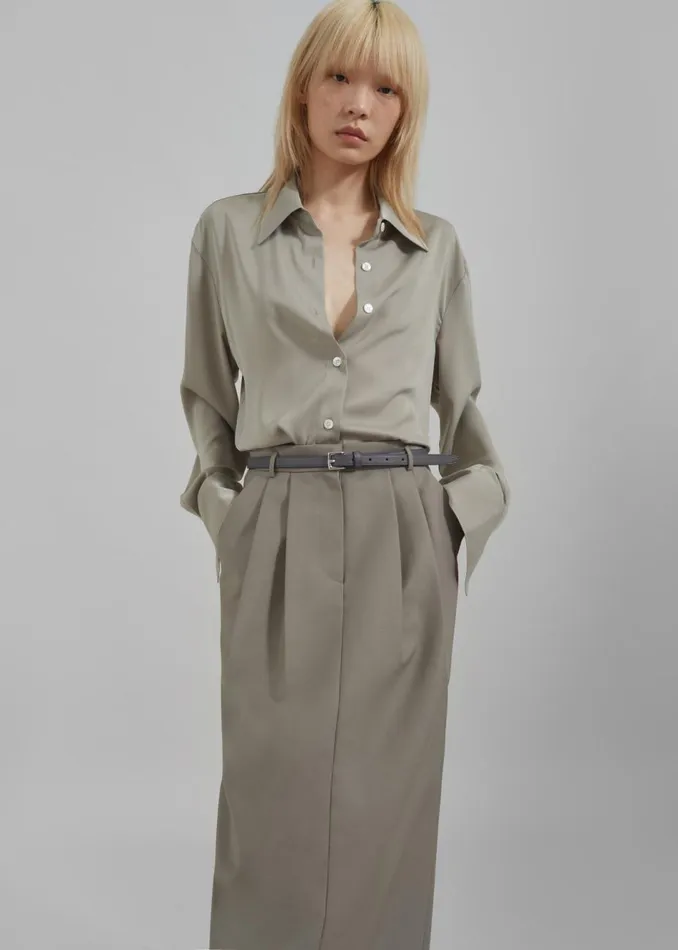Women The Frankie Shop Bottoms Letty Midi Pencil Skirt Khaki