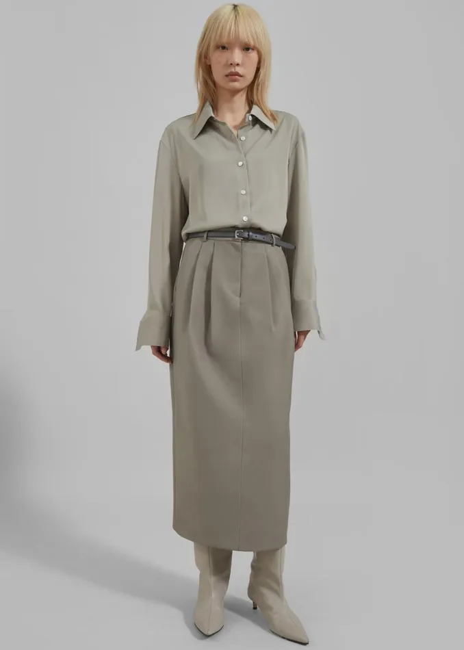 Women The Frankie Shop Bottoms Letty Midi Pencil Skirt Khaki