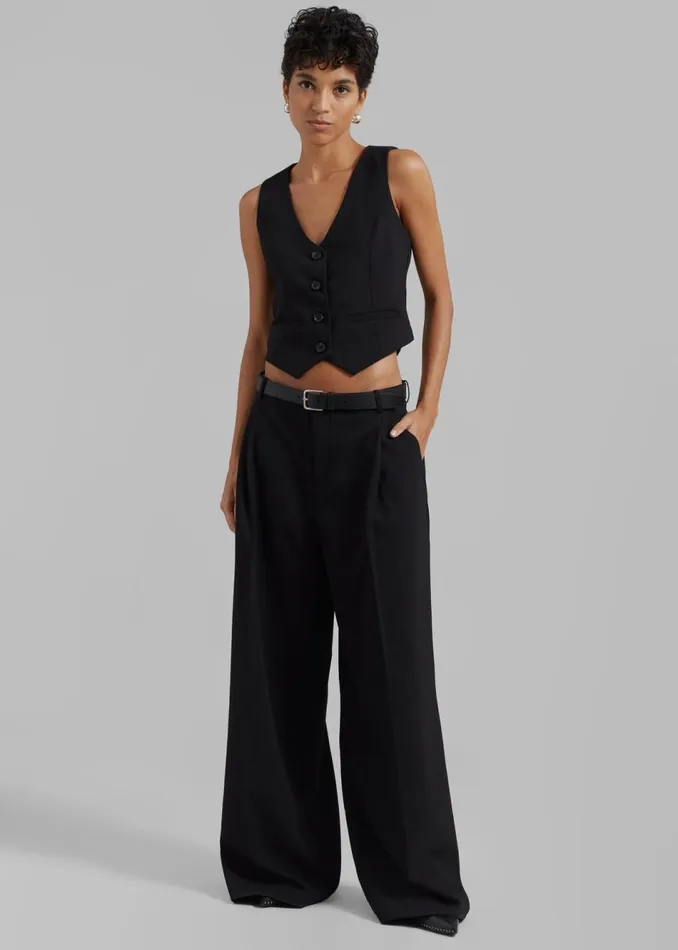 Women The Frankie Shop Bottoms Lillian Wide Trousers Black