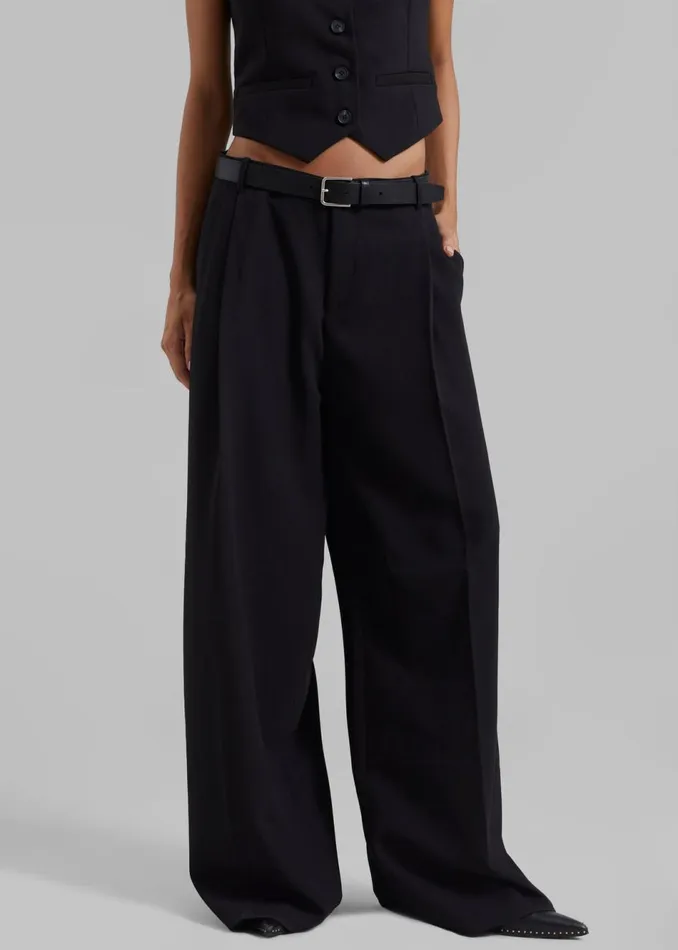 Women The Frankie Shop Bottoms Lillian Wide Trousers Black