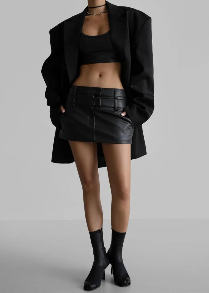 Women The Frankie Shop Bottoms Lola Faux Leather Mini Skirt Black