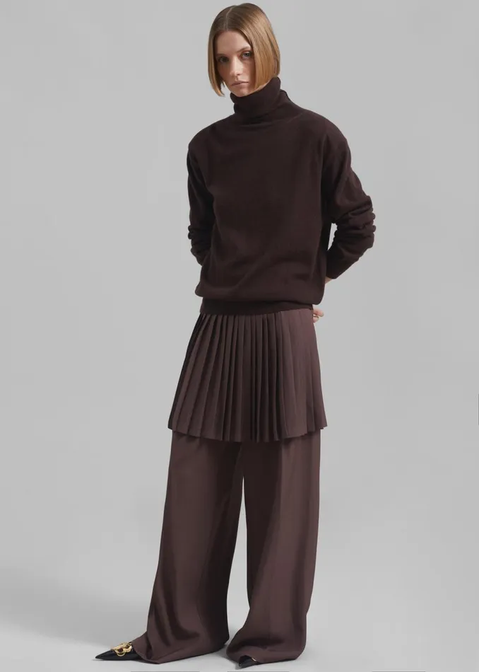 Women The Frankie Shop Bottoms Lonnie Pleated Skirt Pants Brown