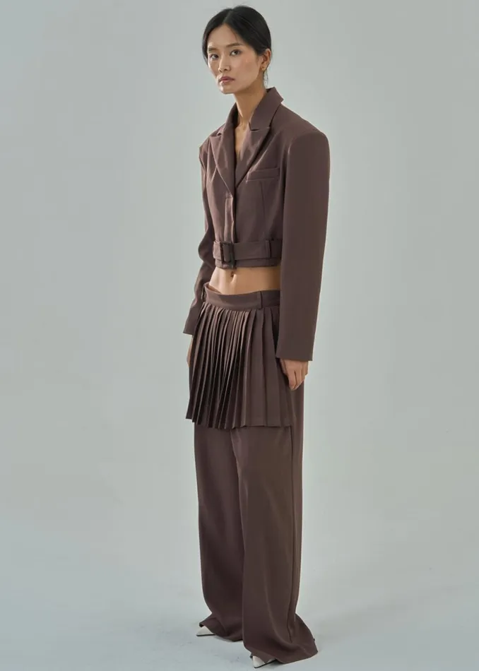 Women The Frankie Shop Bottoms Lonnie Pleated Skirt Pants Brown