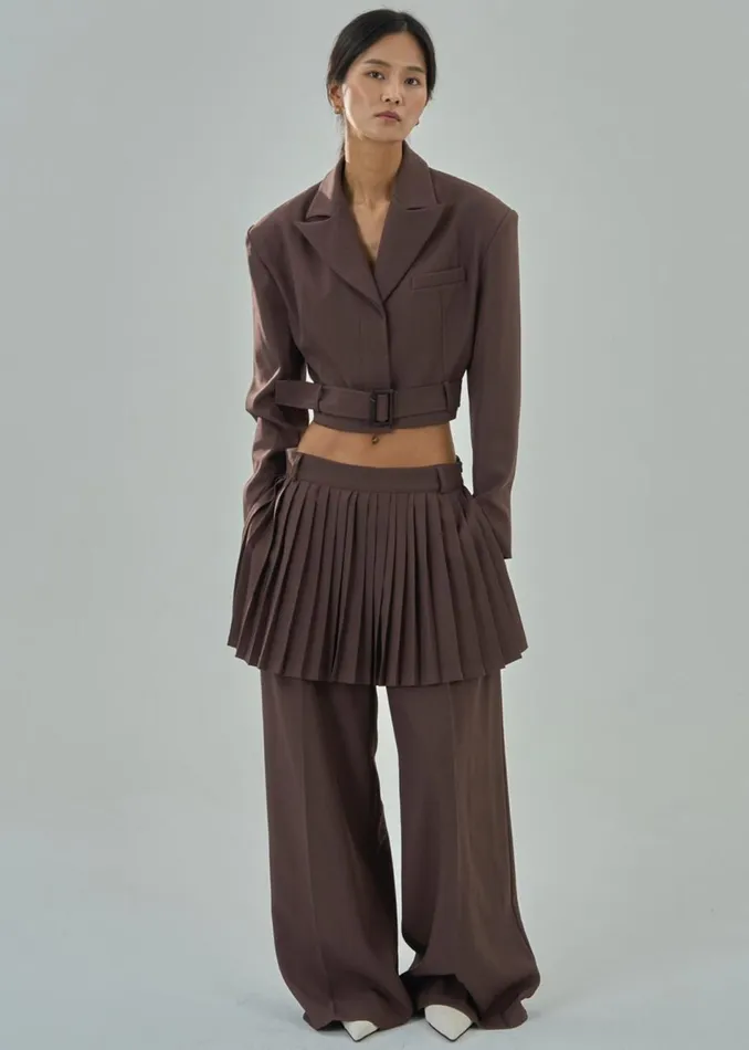 Women The Frankie Shop Bottoms Lonnie Pleated Skirt Pants Brown