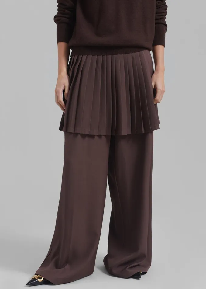 Women The Frankie Shop Bottoms Lonnie Pleated Skirt Pants Brown