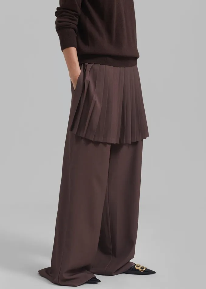 Women The Frankie Shop Bottoms Lonnie Pleated Skirt Pants Brown