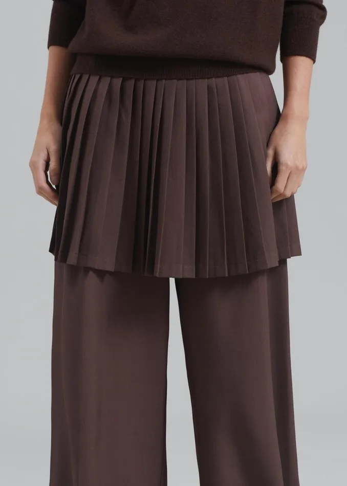 Women The Frankie Shop Bottoms Lonnie Pleated Skirt Pants Brown
